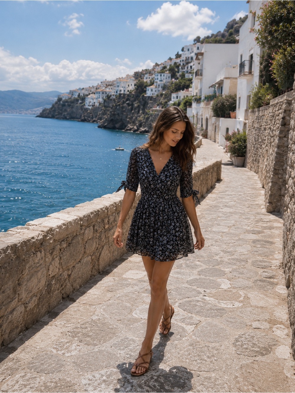 Nightwalker Ludlow Mini Dress in Navy Floral, size M.
